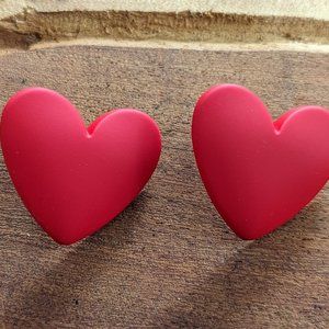 Red Heart Geometric Stud Earrings OVERSIZE Fashion Women Love Valentine